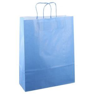Sac en papier avec cordon 32x12x41cm 50pcs bleu