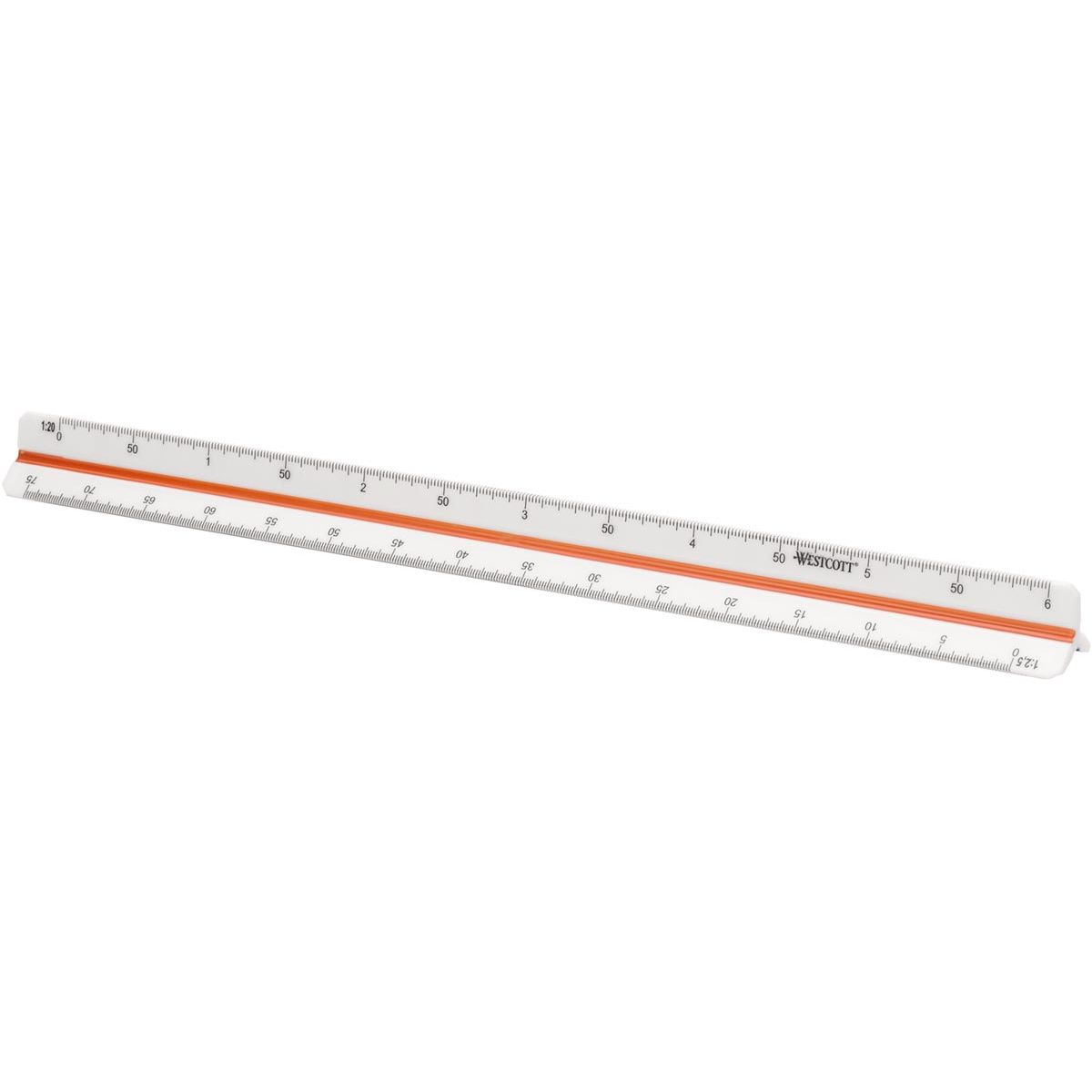 Westcott -  schaallat, 30 cm, 1:2,5; 1:5, 1:10; 1:20; 1:50 en 1:100