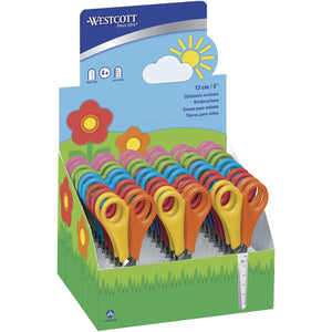 Westcott -  kinderschaar, ft 13 cm, rechts en links, RVS, geassorteerde kleuren, display van 30 stuks