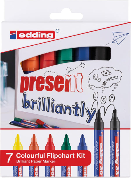 Edding - Brilliant Papermarker E-30 und E-33, Blister mit 7 Stück, sortiert