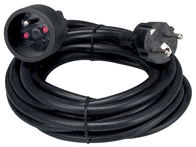 Perel -  verlengkabel 5 meter, zwart, voor België