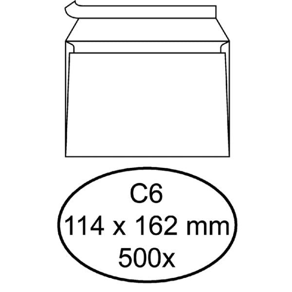 Quantore - Banque d'enveloppes C6 114x162mm autocollante blanc 500 pièces