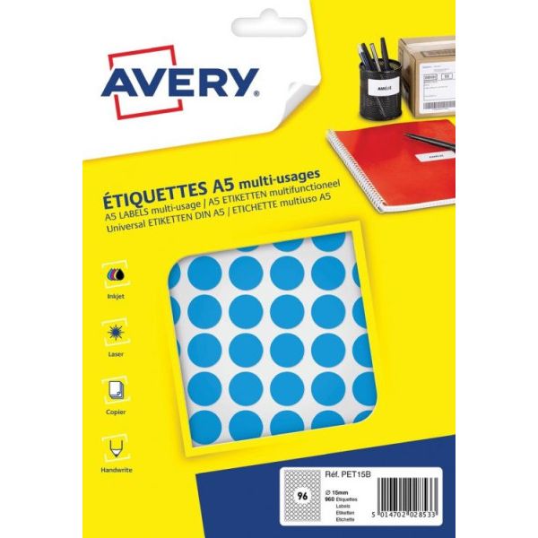 Avery - Etikett | Papier | ∅15mm | Blau