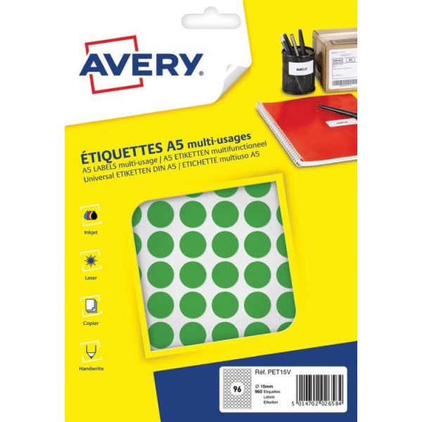 Avery - Étiquette | papier | ∅15mm | vert