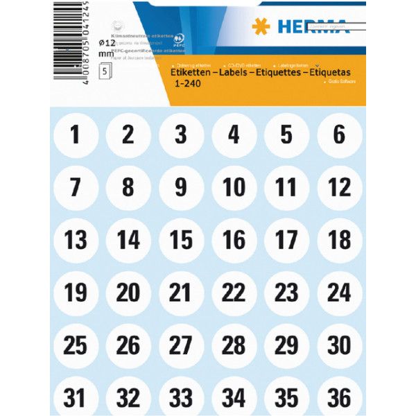 HERMA - Etiquette 4124 12mm chiffres 1-240 240 pièces