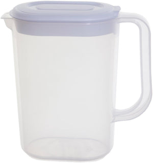 Whitefurze - Pichet de 1,5 litre, transparent avec couvercle blanc