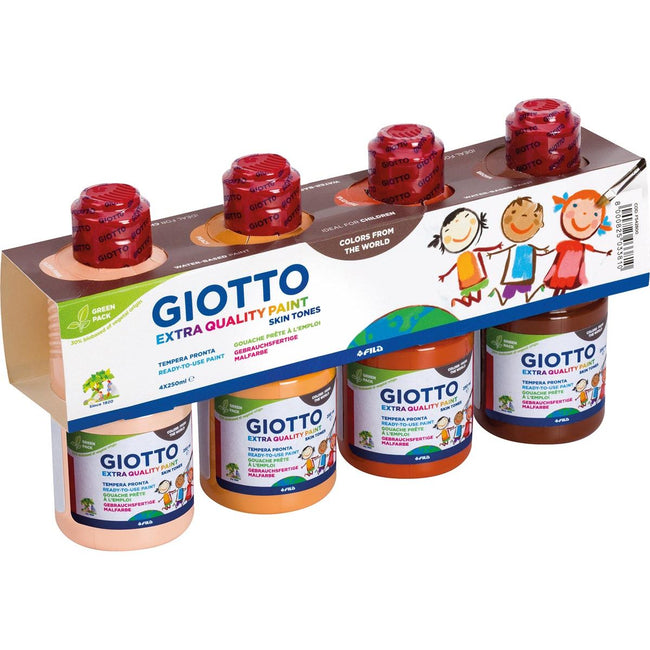 Giotto - Tons de peau de qualité supplémentaire peinture Plakkaat, 250 ml, paquet de 4 bouteilles