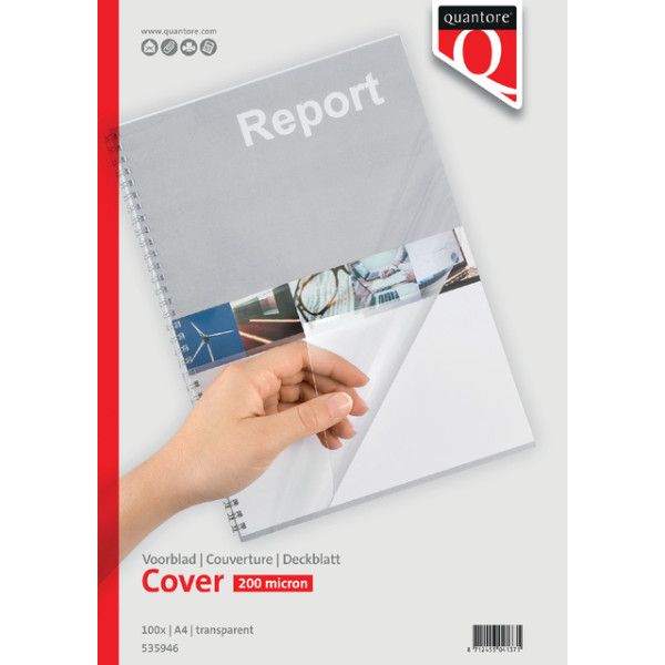 Quantore - Page de couverture A4 PVC 200 microns transparent 100 pièces