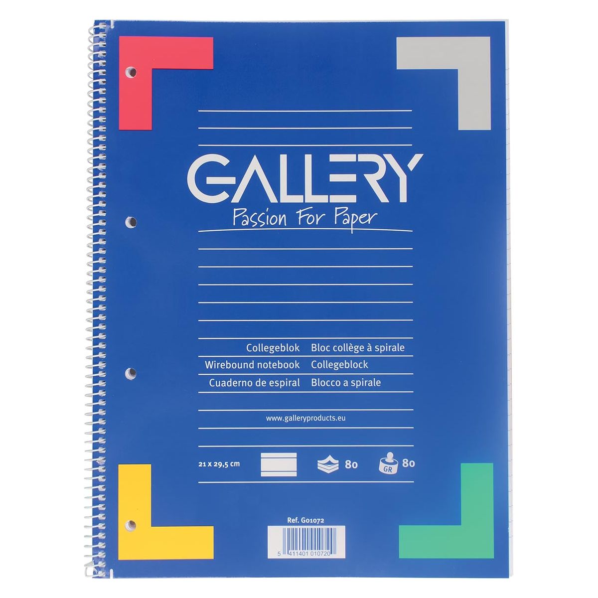 Gallery - Gallery spiraalblok ft A4, gelijnd, 80 vel, 4-gaats