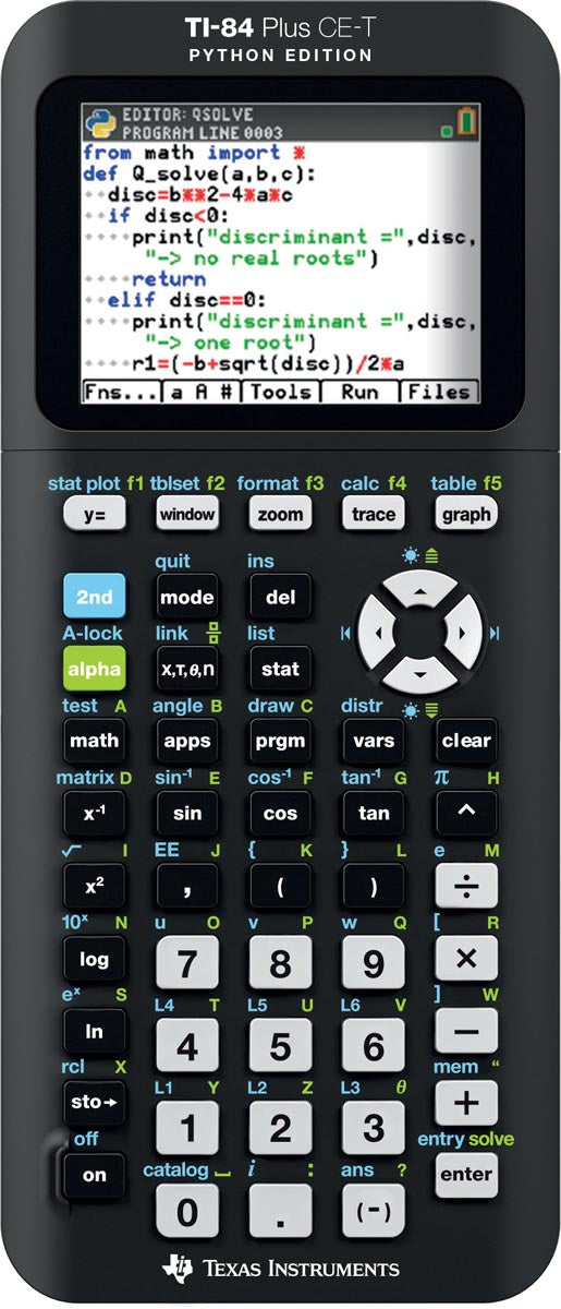 Texas Instruments - Texas grafische rekenmachine TI-84 Plus CE-T Python edition, zwart