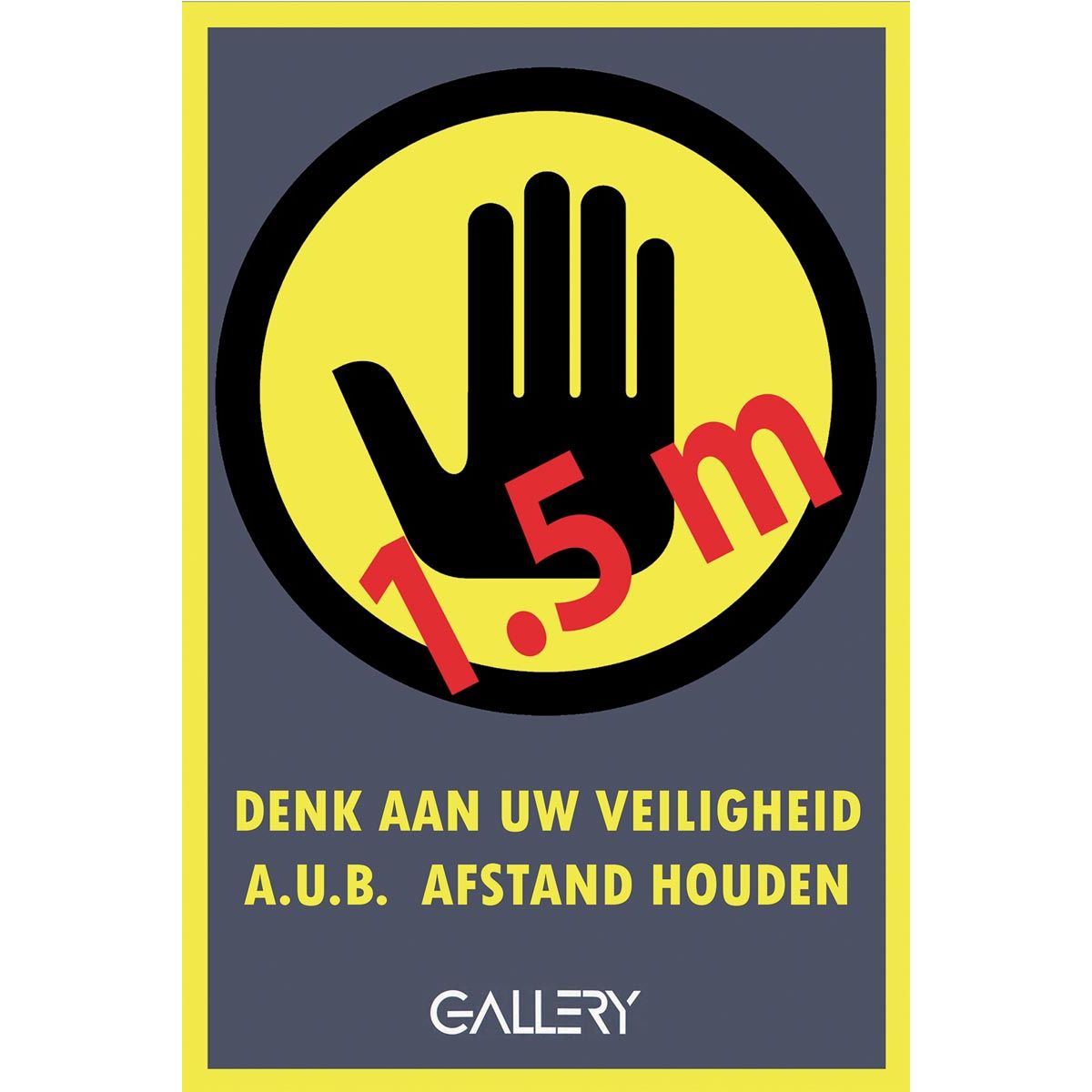 Gallery -   sticker, waarschuwing; houd 1,5 meter afstand, ft A5, Nederlands