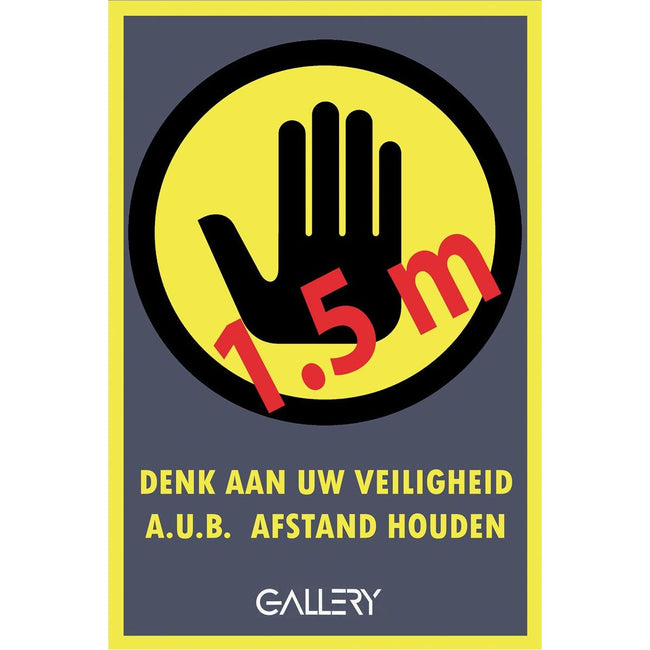 Gallery - Gallery sticker, waarschuwing; houd 1,5 meter afstand, ft A5, Nederlands