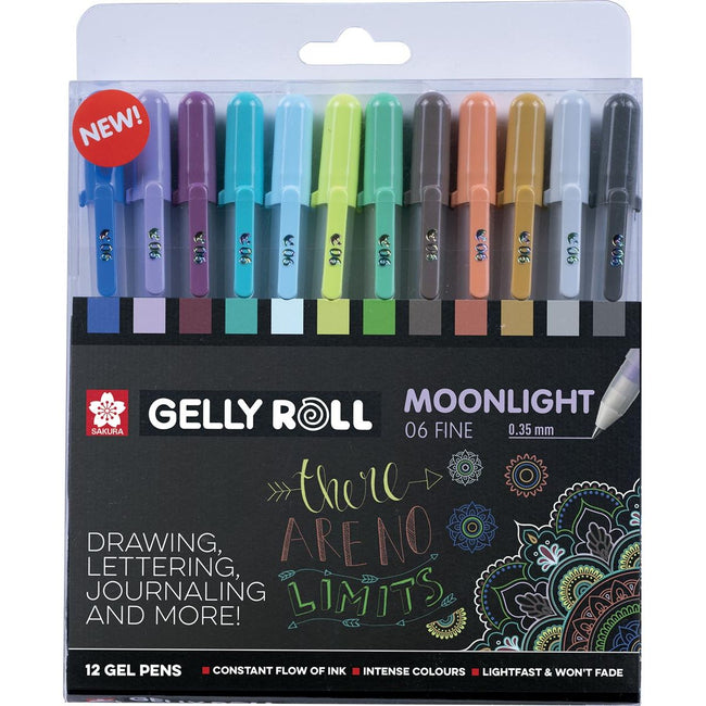 SAKURA - ROLLER GELLY ROLL Moonlight, Socle de 12 pièces en couleurs assorties