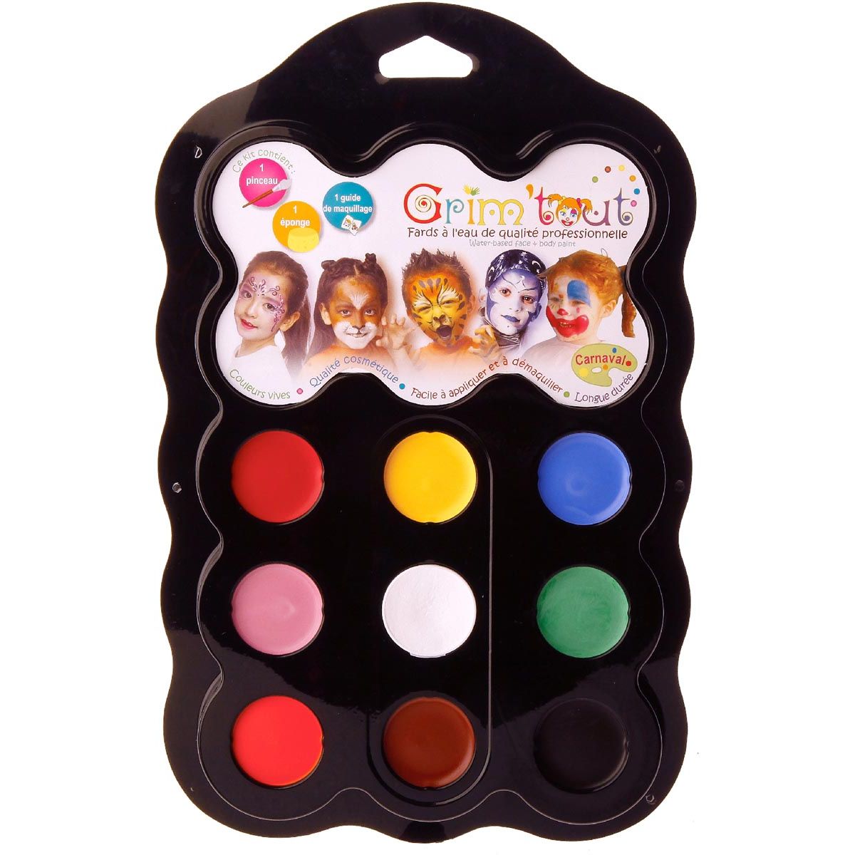 Bouhon -  Grim'tout schminkpalet Carnaval, 9 kleuren