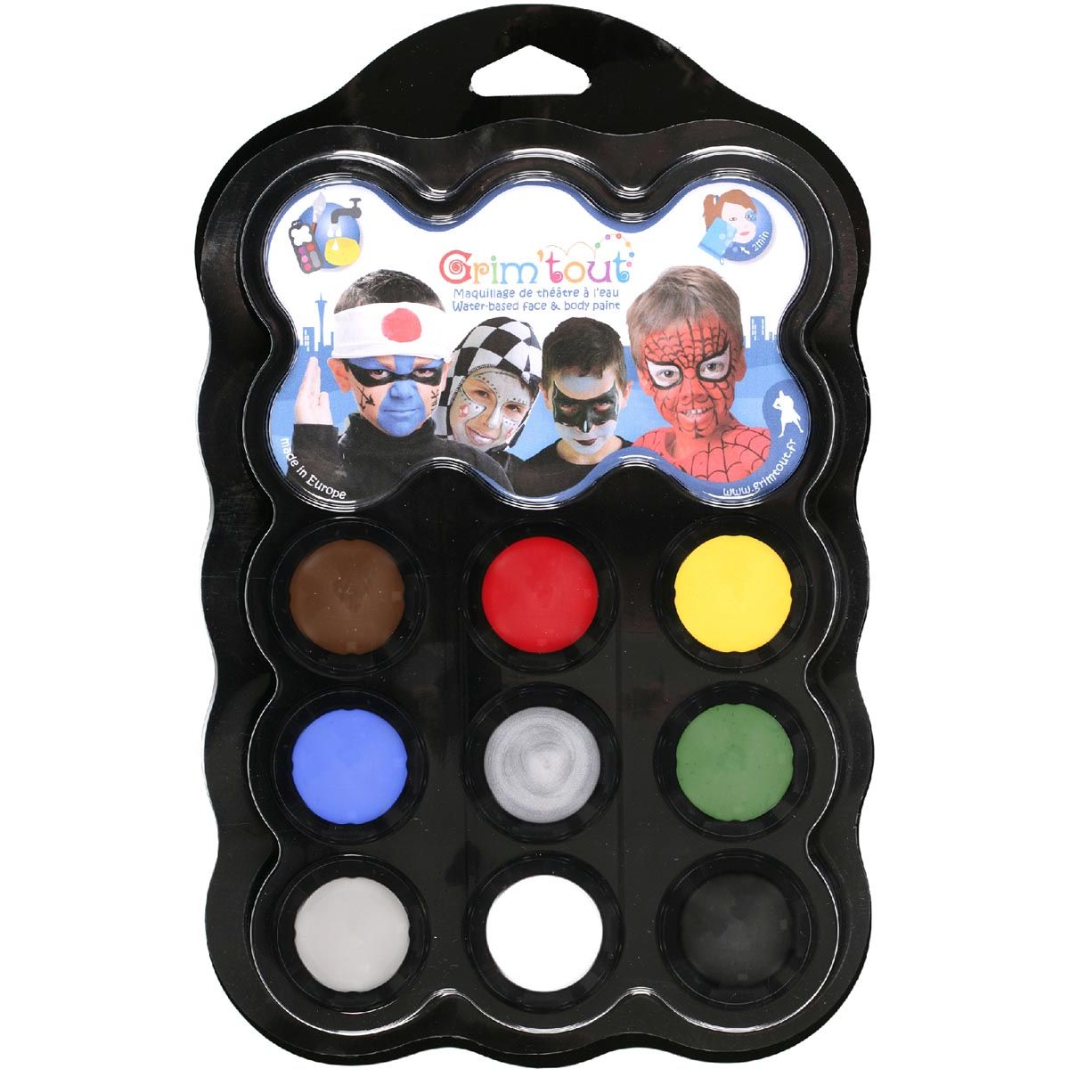 Bouhon -  Grim'tout schminkpalet Helden, 9 kleuren