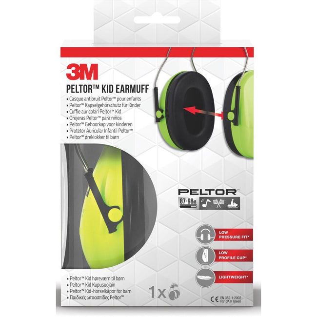 3M - Casque antibruit Peltor pour enfants H510AK (87-98 dB) vert fluo