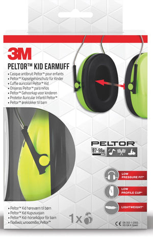 3M - Casque antibruit Peltor pour enfants H510AK (87-98 dB) vert fluo