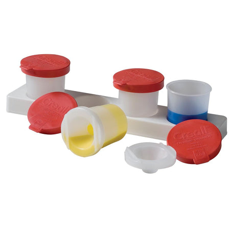 Creall - Pot anti-gâchis pour peinture lot de 4 pots de 320 ml avec couvercle rouge