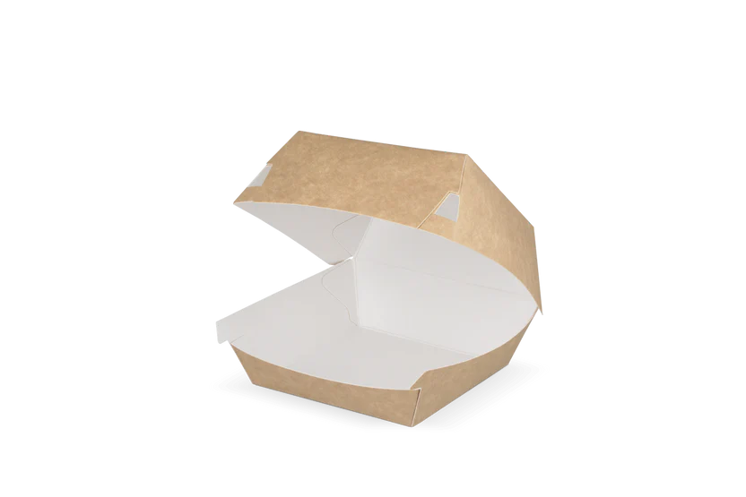 Hamburgerbox Kraft/Wit Small 90x90x70mm 50 stuks