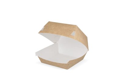Hamburgerbox Kraft/Wit Small 90x90x70mm 50 stuks