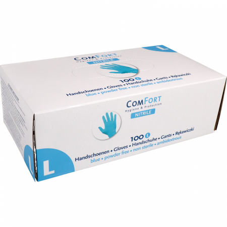 Gant nitrile et non poudré BLEU 100 pièces Large