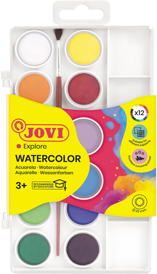 Jovi - Jovi waterverf, doos met 12 napjes + penseel