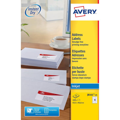 Avery - Étiquette J8161-25 63,5x46,6mm blanc 450 pièces