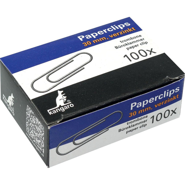 Kangaro - pinces à papier rondes 30 mm galvanisées, boîte de 100 pièces