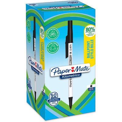 Paper Mate - Stylo à bille Kilometrico recyclé moyen noir