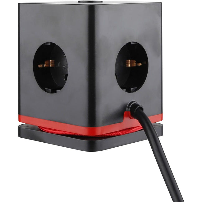 IOIO -   contactdoos SW1000, 3 stopcontacten en 3 USB-poorten, kubus, zwart