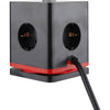 IOIO -   contactdoos SW1000, 3 stopcontacten en 3 USB-poorten, kubus, zwart