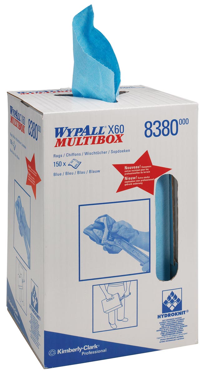 Wypall - chiffons de nettoyage X60, boîte pratique de 150 chiffons