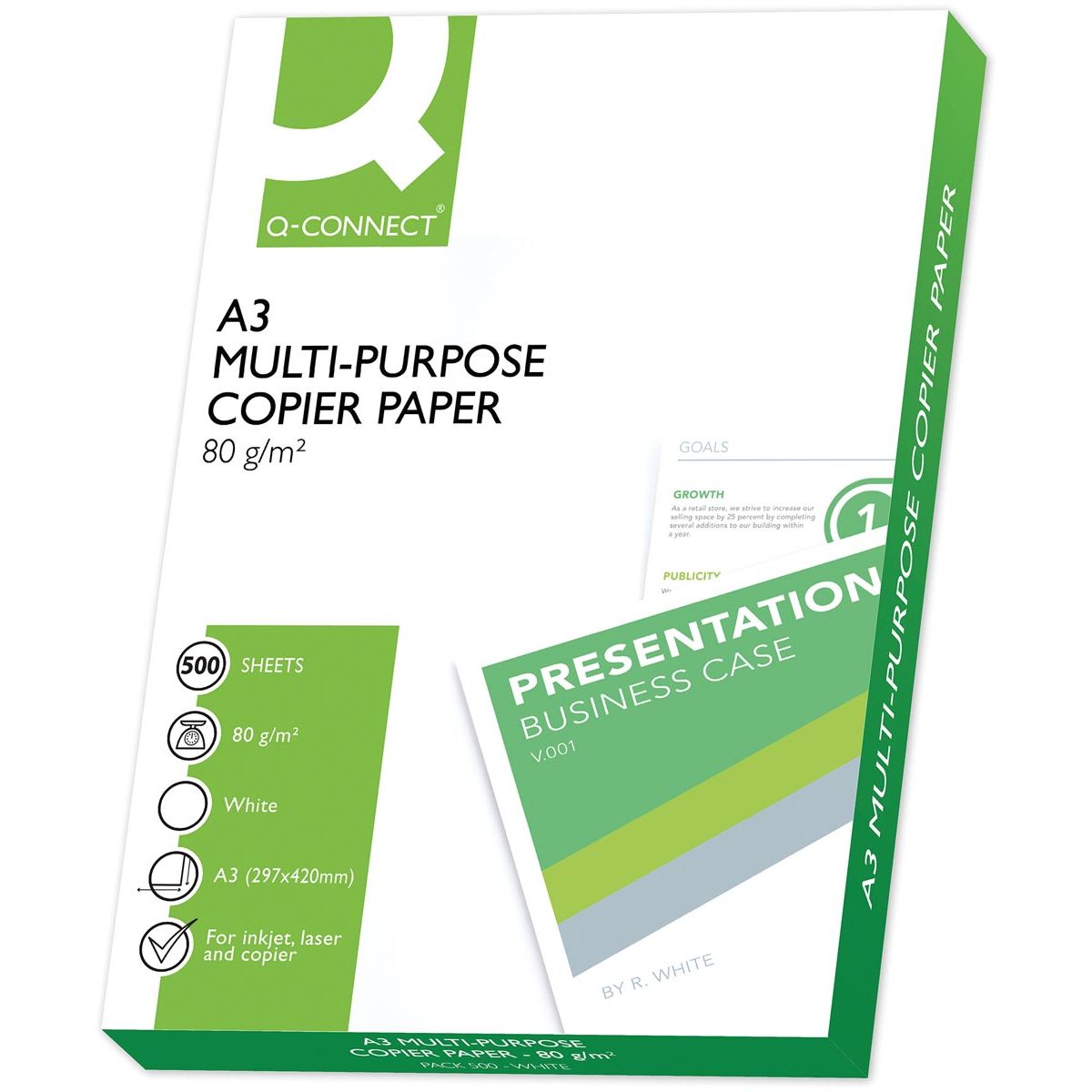 Q-CONNECT -   kopieerpapier, ft A3, 80 g, pak van 500 vel, wit