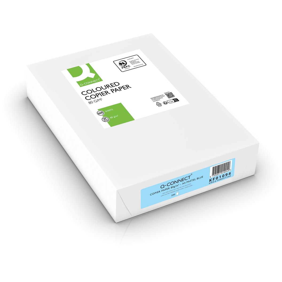 Q-CONNECT -   gekleurd kopieerpapier, A4, 80g, pak van 500 vel, lichtblauw