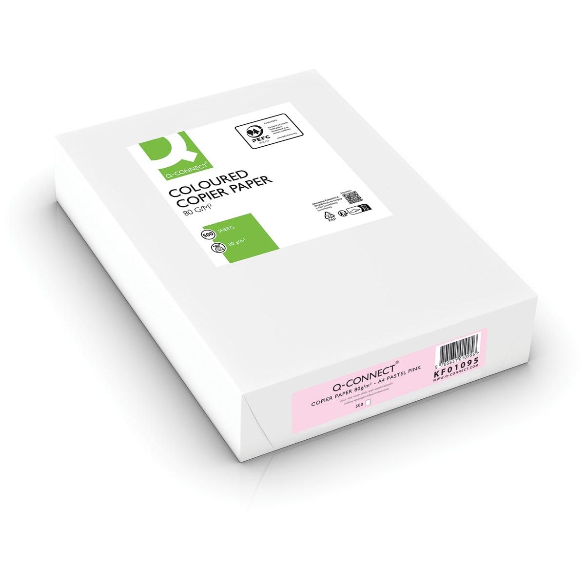 Q-CONNECT -   gekleurd kopieerpapier, A4, 80g, pak van 500 vel, roze