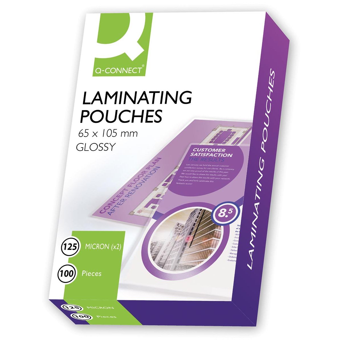 Q-CONNECT -   lamineeretui 2x 125 micron 65x105mm 100 stuks