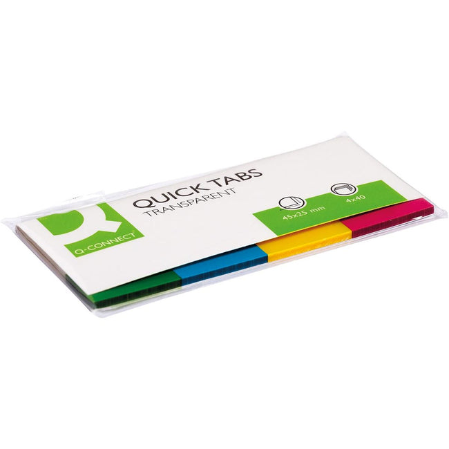 Q-Connect-Q-Connect Quick-Registerkarten, ft 25 x 45 mm, 4 x 40 Registerkarten, verschiedene Farben