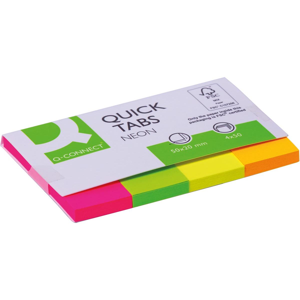 Q-CONNECT -   Quick Tabs, ft 20 x 50 mm, 4 x 50 tabs, geassorteerde kleuren