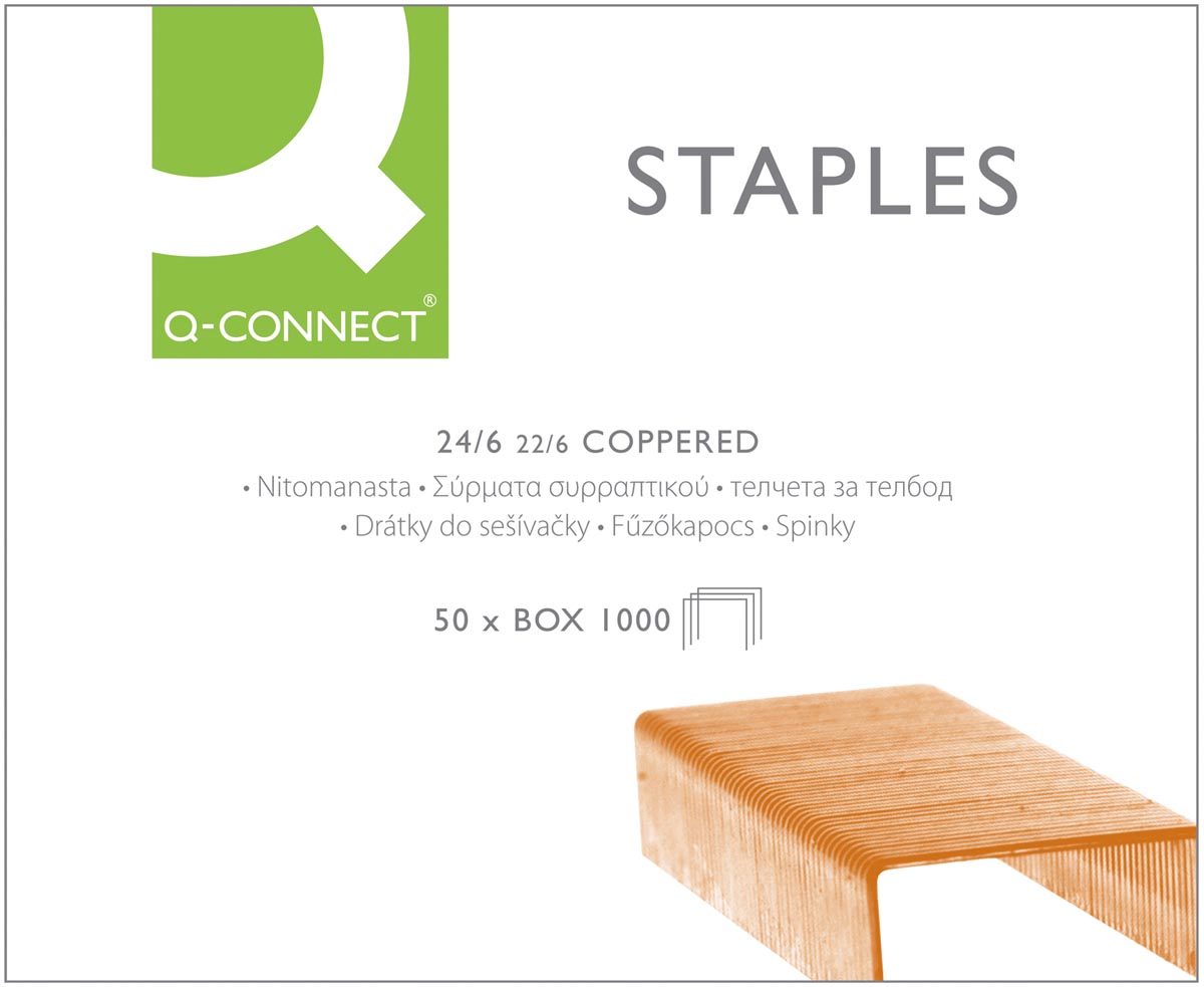 Connect-Q-Connect Staples 24/6, cuivre, boîte de 1 000 agrafes