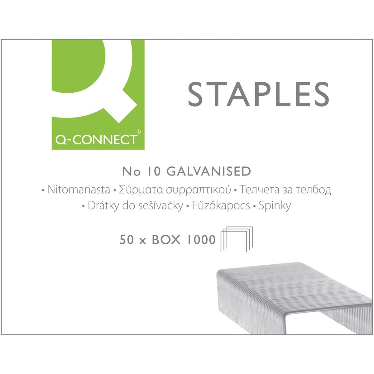 Q-connect-q-connect Staples Nr. 10, verzinkt, Schachtel mit 1000 Teilen