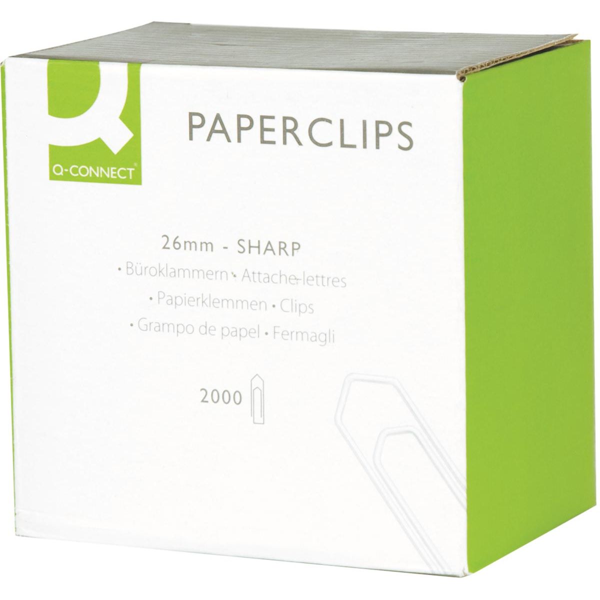 Q-CONNECT - pinces à papier, 26 mm, boîte de 2000 pièces