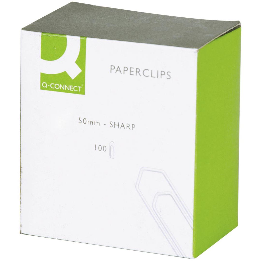 Q-CONNECT - Büroklammern, 50 mm, Karton mit 100 Stück