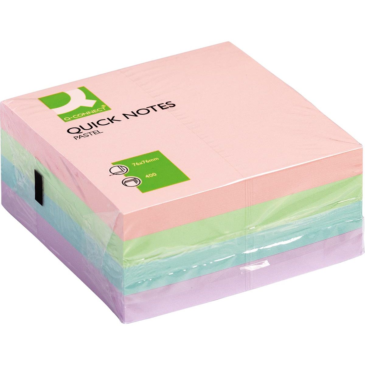 Q-CONNECT – Quick Notes, ft 76 x 76 mm, 400 Blatt, verschiedene Farben