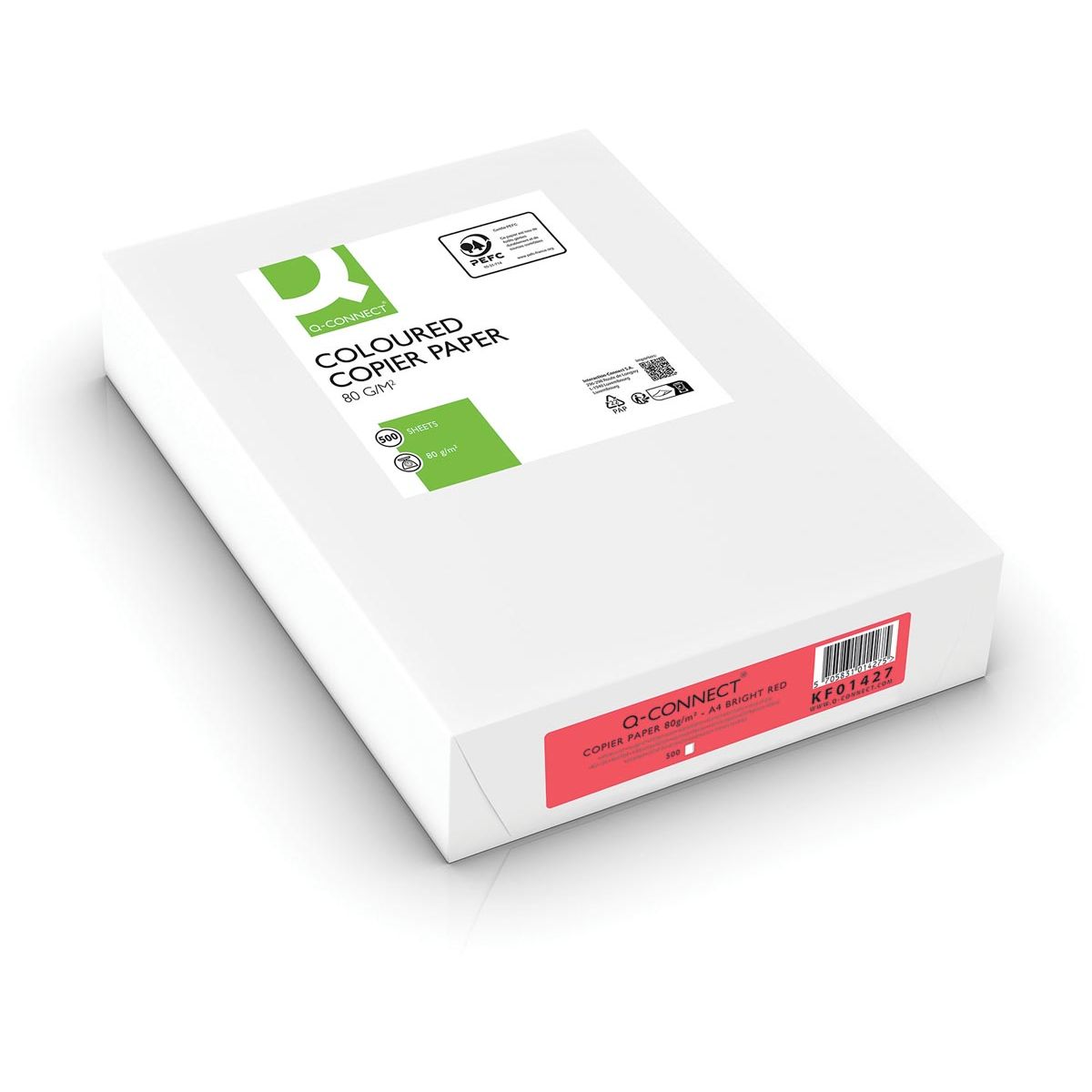 Q-CONNECT -   gekleurd kopieerpapier, A4, 80g, pak van 500 vel, felrood