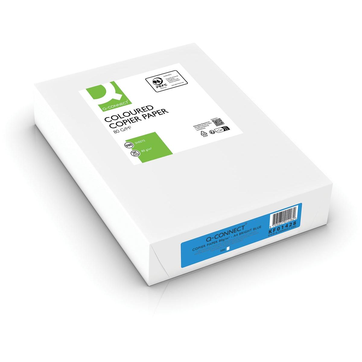 Q-CONNECT -   gekleurd kopieerpapier, A4, 80g, pak van 500 vel, felblauw