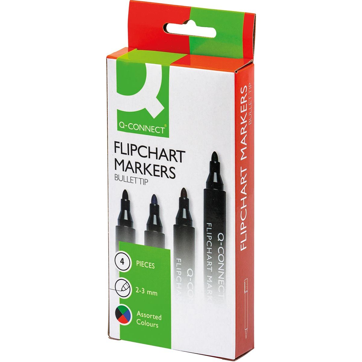 Q-CONNECT - marqueur pour tableau à feuilles mobiles, 2-3 mm, pointe ronde, avec clip, couleurs assorties