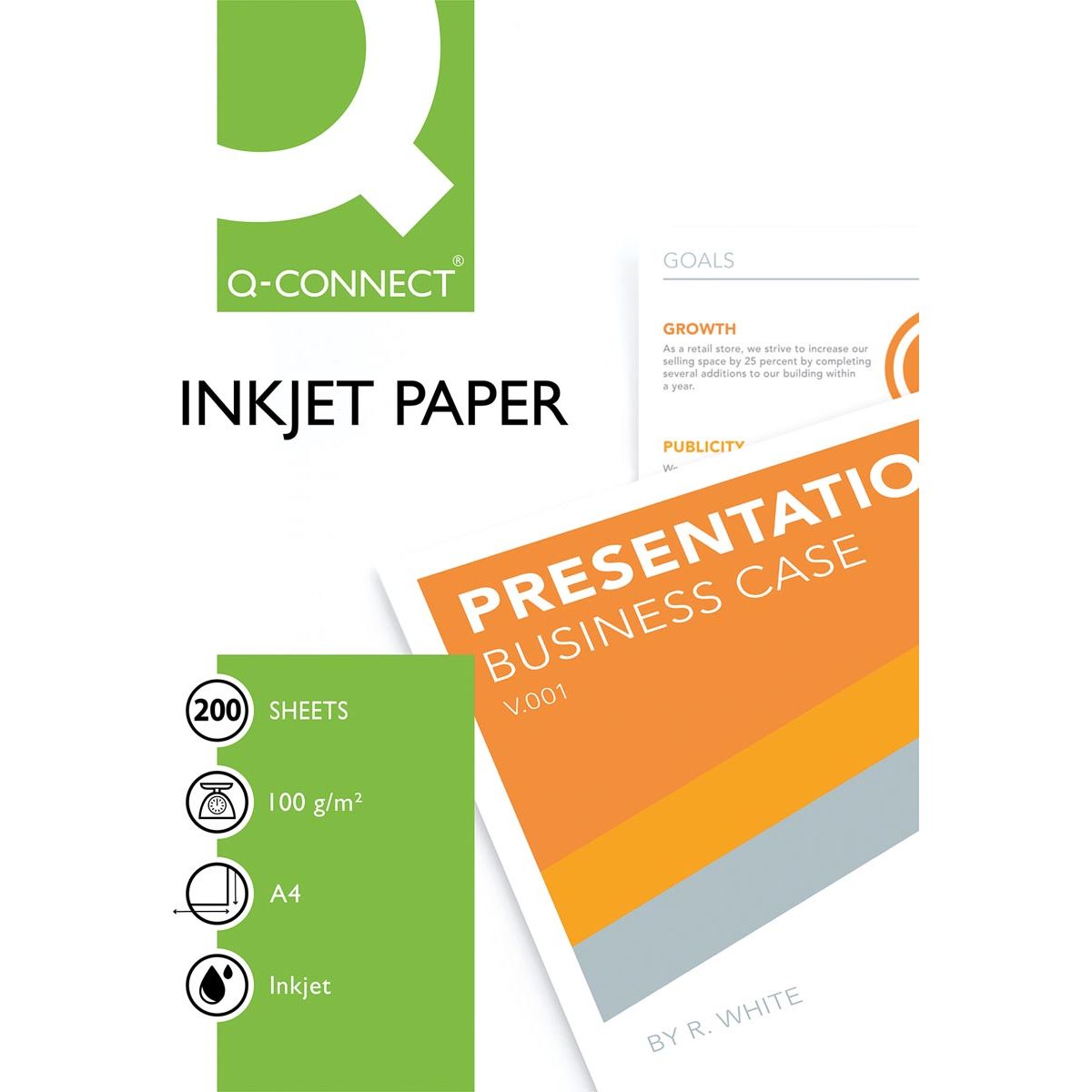 Papier à jet d'encre Q-Connect-Q-Connect, FT A4, 100 g, 200 feuilles de feuille, blanc