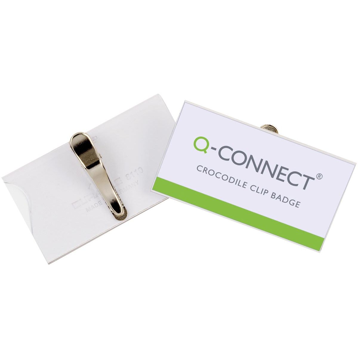 Q-CONNECT - Abzeichen mit Krokodilklemme 75 x 40 mm, Karton mit 25 Stück