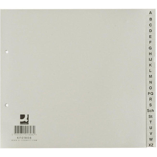 Q-CONNECT - Tabs, ft 21 x 23 cm, PP, 2-Loch-Lochung, Satz von A-Z, grau