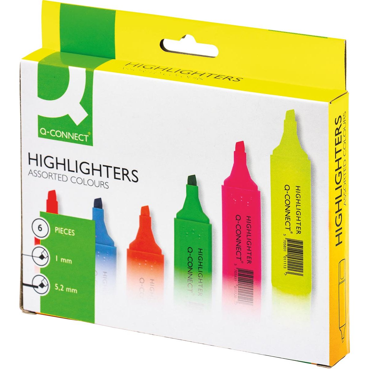 Q-CONNECT – Textmarker, 6er-Pack in verschiedenen Farben